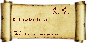 Klinszky Irma névjegykártya