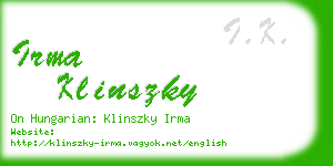 irma klinszky business card